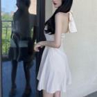 Halter Chiffon Plain A-line Dress
