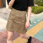 Leopard Printed A-line Skirt