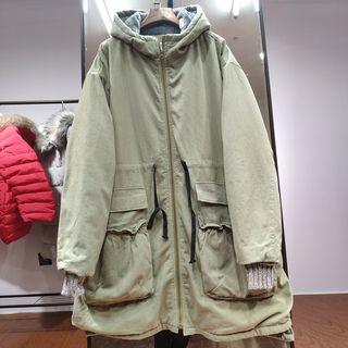 Hooded Zip Cargo Jacket As Shown In Figure - One Size