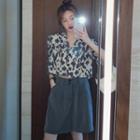 Short-sleeve Leopard Print Shirt / Wide-leg Shorts