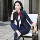 Single-breasted Striped Blazer / Dress Pants / Long-sleeve Shirt / Set