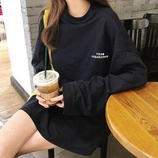 Long-sleeve Crew Neck Lettering T-shirt