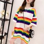 Hood Short-sleeve Striped T-shirt
