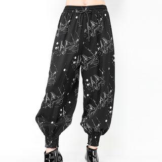 Print Harem Pants Black - One Size