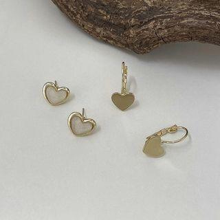 Heart / Faux Cat Eye Stone Alloy Earring