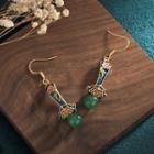 Flower Faux Gemstone Alloy Dangle Earring 1 Pair - Cp275 - Green - One Size