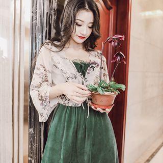 Floral Print Cropped Chiffon Jacket