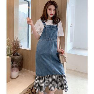Short-sleeve T-shirt / Midi Mermaid Denim Jumper Dress