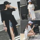 Slit Front Short-sleeve Long T-shirt