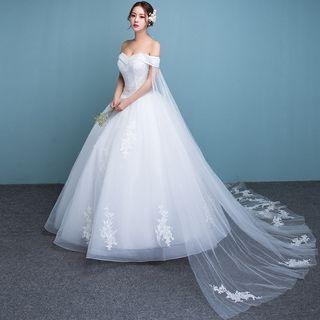 Off-shoulder Trained Wedding Ball Gown