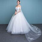 Off-shoulder Trained Wedding Ball Gown