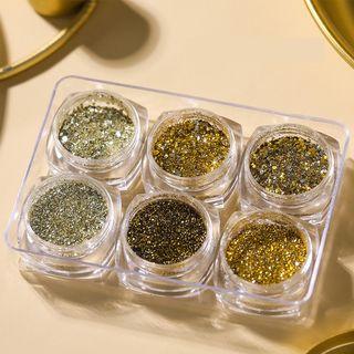 Set Of 6: Sequined Nail Art Decoration Set B - One Size