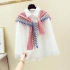 Inset Vintage Embroidered Scarf Long-sleeve Shirt