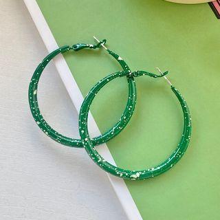 Polka Dot Alloy Hoop Earring 1 Pair - Green - One Size