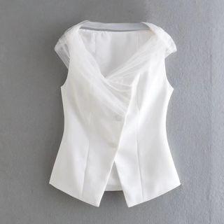 Shirred Button-up Vest
