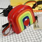 Faux Patent Leather Rainbow Shoulder Bag