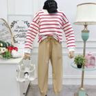 Set: Striped Pullover + Drawcord Jogger Pants