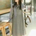 Houndstooth Long-sleeve Midi Dress As Shown In Figure - One Size