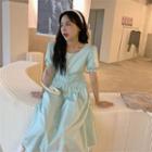 Round-neck Ruched Short-sleeve Dress
