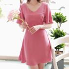 V-neck Tie-waist Flared Dress
