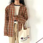 Plaid Long-sleeve Loose-fit Shirt As Figure - One Size