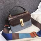 Croc Grain Twist Lock Satchel
