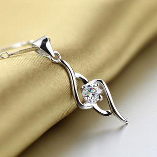 925 Sterling Silver Rhinestone Pendant 925 Silver - Pendant - Silver - One Size