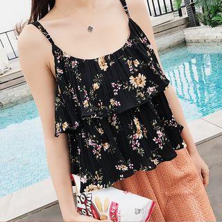 Printed Pleated Camisole Top