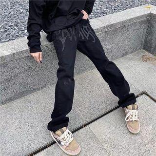 Lettering Boot Cut Jeans