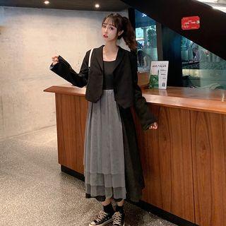 Cropped Blazer / Sleeveless Midi Dress / Set