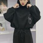 Set: Turtleneck Embroidered Pullover + Jogger Pants