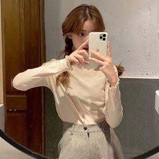Mock-neck Lettuce Edge T-shirt