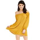 Off-shoulder Balloon-sleeve Mini A-line Dress