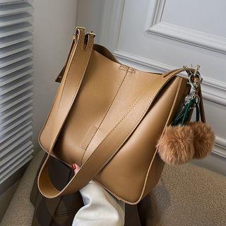 Fur Ball Pu Leather Shoulder Bag
