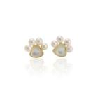 Sterling Silver Plated Gold Fashion Cute Dog Paw Freshwater Pearl Stud Earrings Golden - One Size