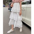 A-line Midi Tiered Skirt White - One Size