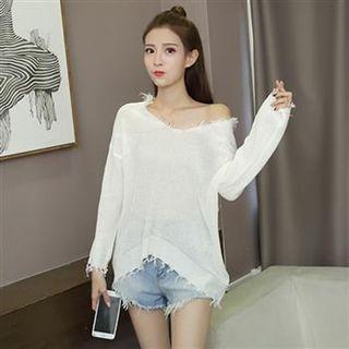 Long-sleeve Knit Top As Shown In Figure - One Size