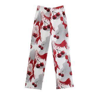 Cherry Print Straight Leg Pants