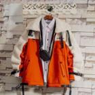 Fleece Paneled Two-tone Buckled Zip Jacket
