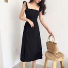 Flutter-strap Open Back Midi A-line Dress