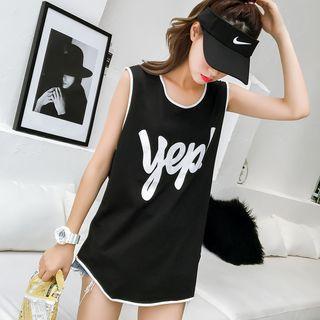 Lettering Contrast-trim Tank Top