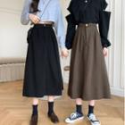 Plain High-waist A-line Long Skirt