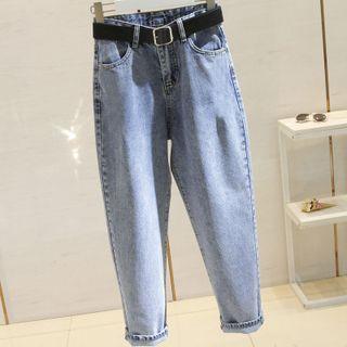 Mid Waist Washed Baggy Jeans