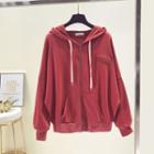 Hooded Zip Jacket Tangerine Red - One Size