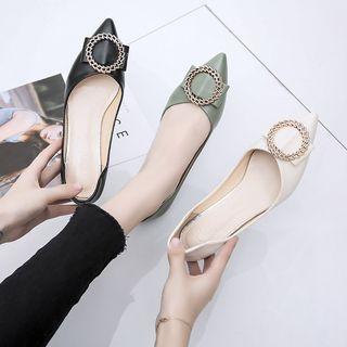 Round Buckled Dorsay Pumps