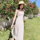 Sleeveless Floral Printed Midi Dress As Shown In Figure - One Size