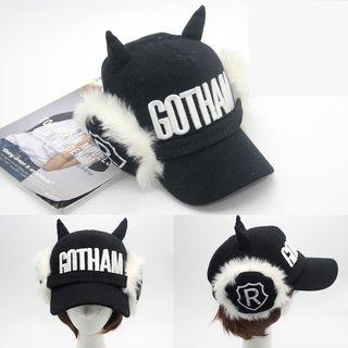 Horn Accent Baseball Hat With Ear Warmer