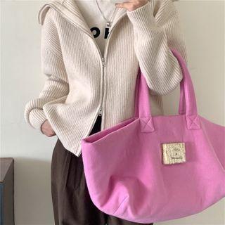Long-sleeve Plain Zip Loose-fit Cardigan