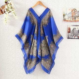 Patterned Chiffon Poncho