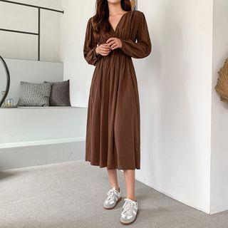 Smocked-trim Tie-waist Dress